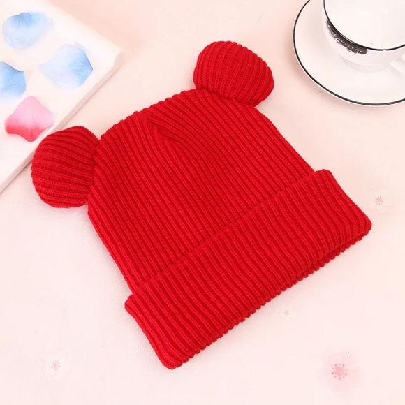 HOST PICK✨DOUBLE POM POM KNIT BLACK OR RED BEANIE-EARS‎ - Picture 6 of 8